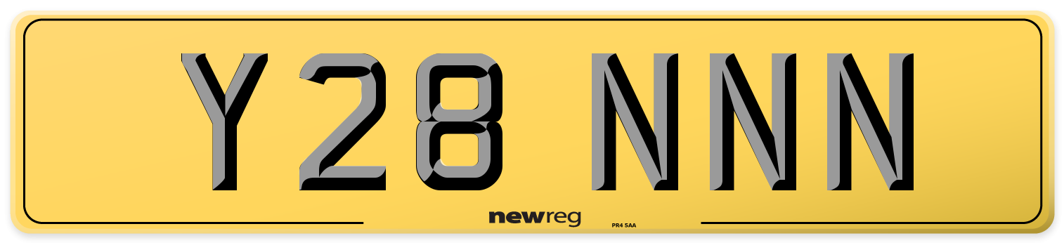 Y28 NNN Rear Number Plate