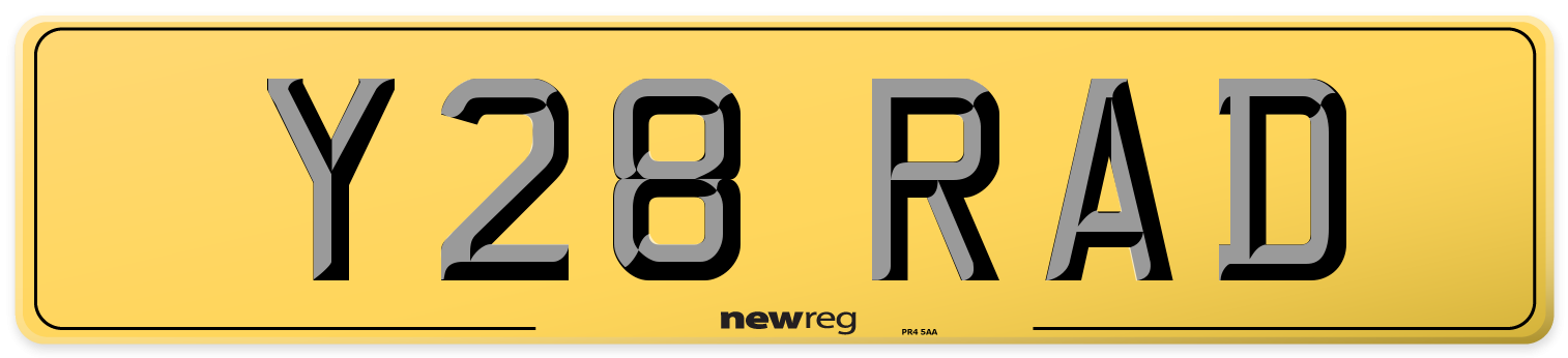Y28 RAD Rear Number Plate