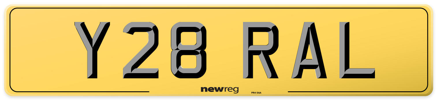 Y28 RAL Rear Number Plate