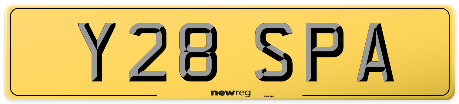 Y28 SPA Rear Number Plate