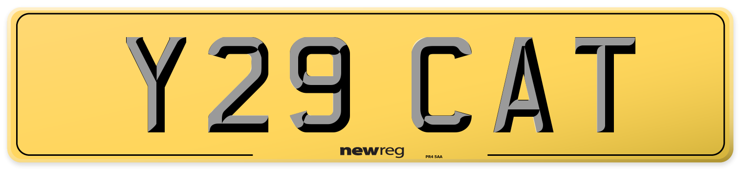 Y29 CAT Rear Number Plate