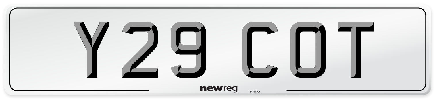 Y29 COT Front Number Plate