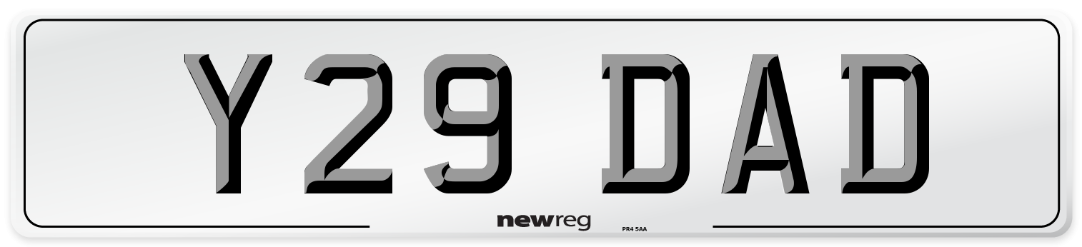 Y29 DAD Front Number Plate