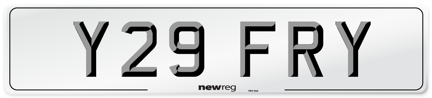 Y29 FRY Front Number Plate