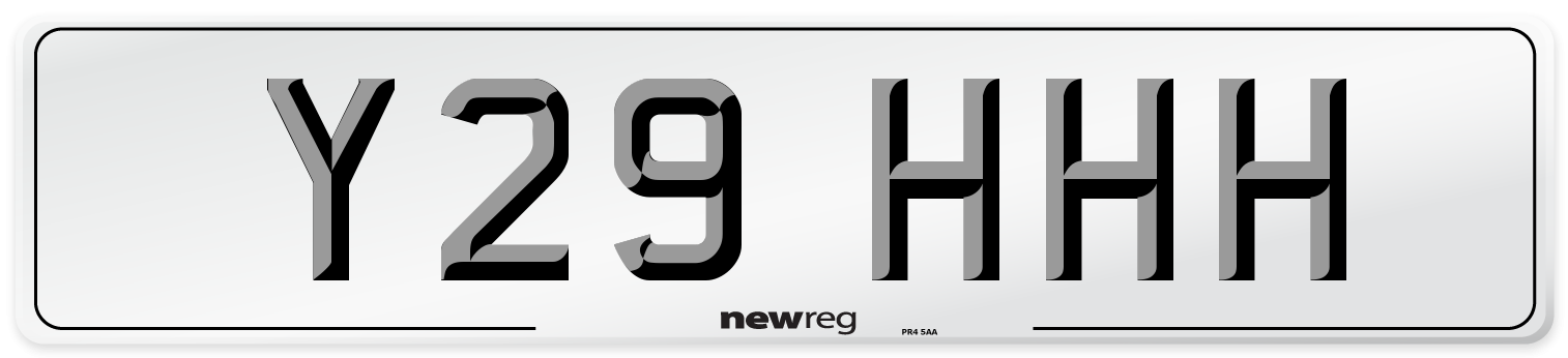 Y29 HHH Front Number Plate