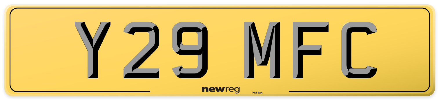 Y29 MFC Rear Number Plate