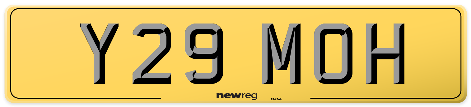 Y29 MOH Rear Number Plate