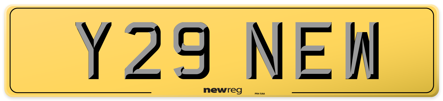 Y29 NEW Rear Number Plate