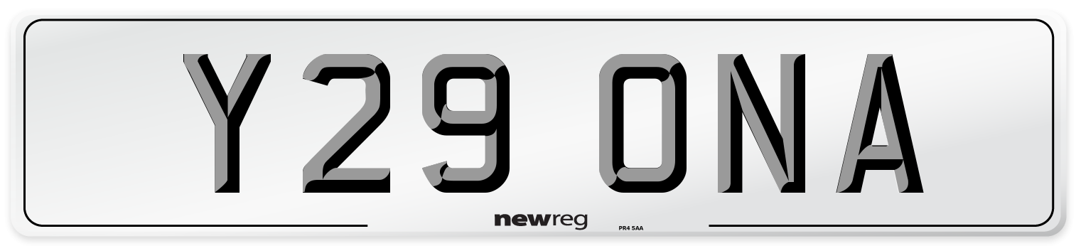 Y29 ONA Front Number Plate