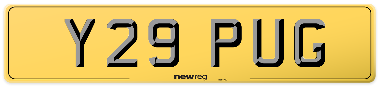 Y29 PUG Rear Number Plate