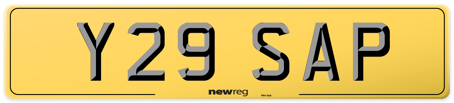 Y29 SAP Rear Number Plate