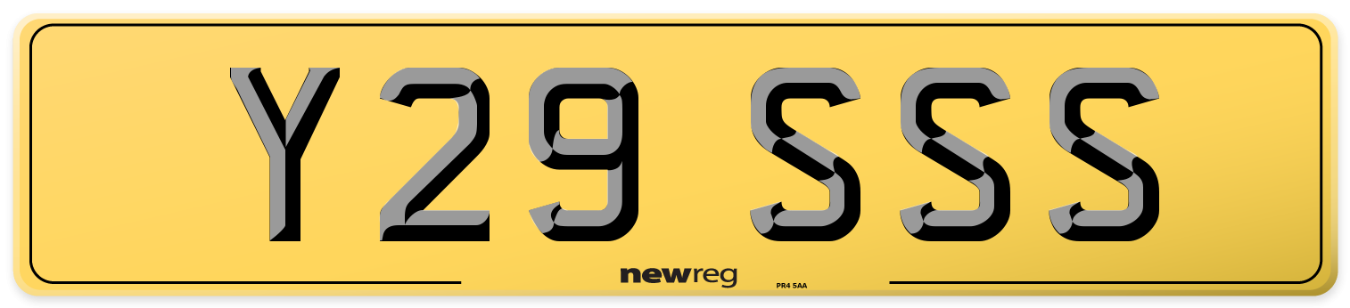 Y29 SSS Rear Number Plate