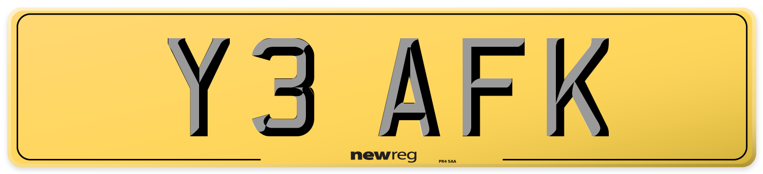 Y3 AFK Rear Number Plate