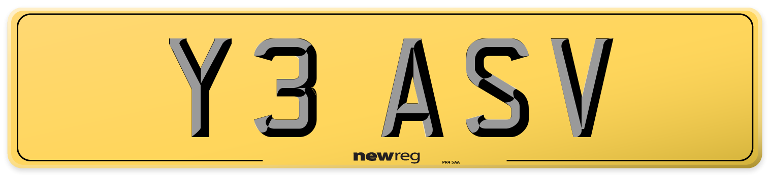 Y3 ASV Rear Number Plate