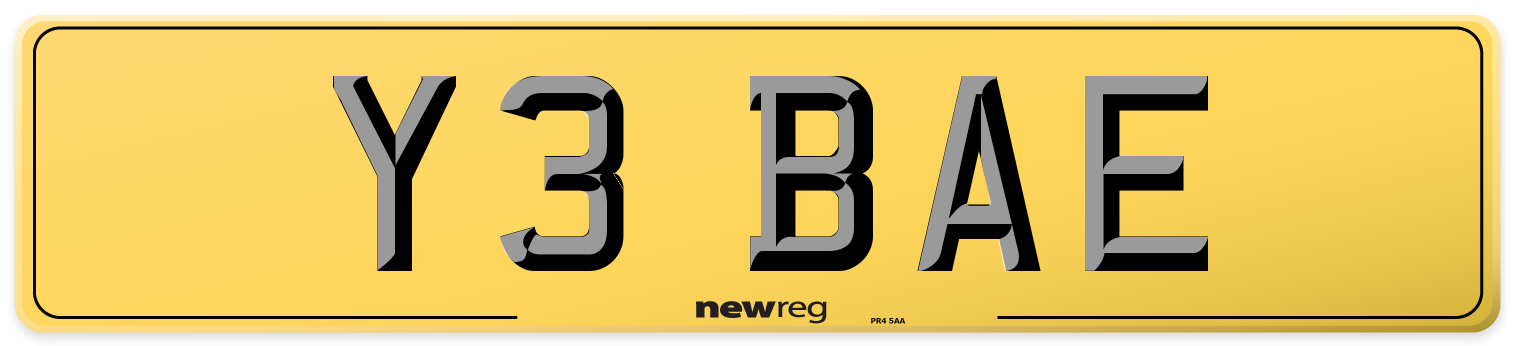 Y3 BAE Rear Number Plate