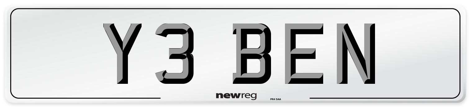 Y3 BEN Front Number Plate