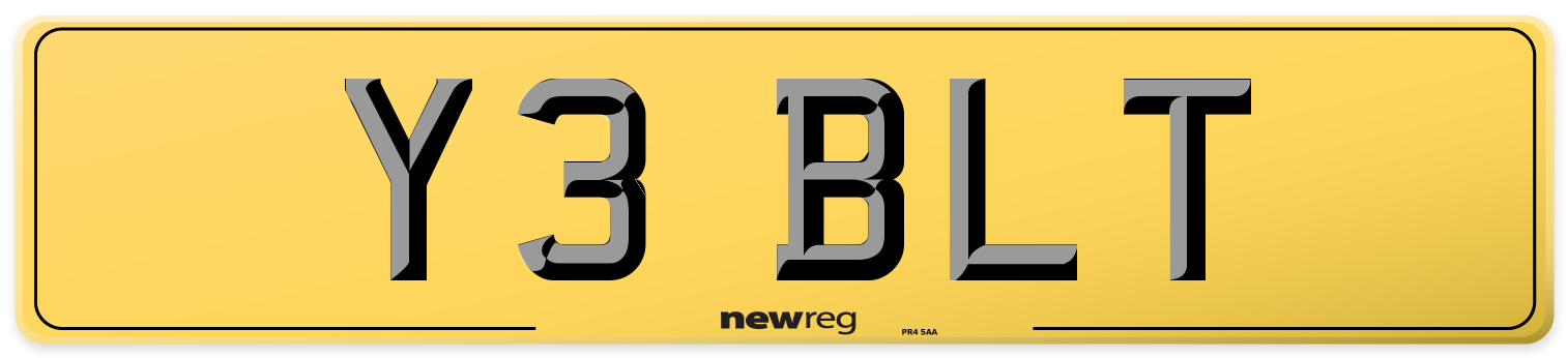Y3 BLT Rear Number Plate