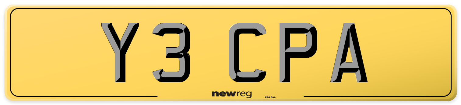 Y3 CPA Rear Number Plate