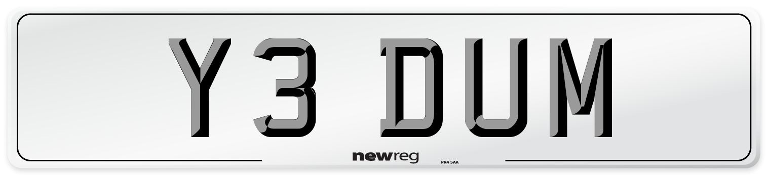 Y3 DUM Front Number Plate