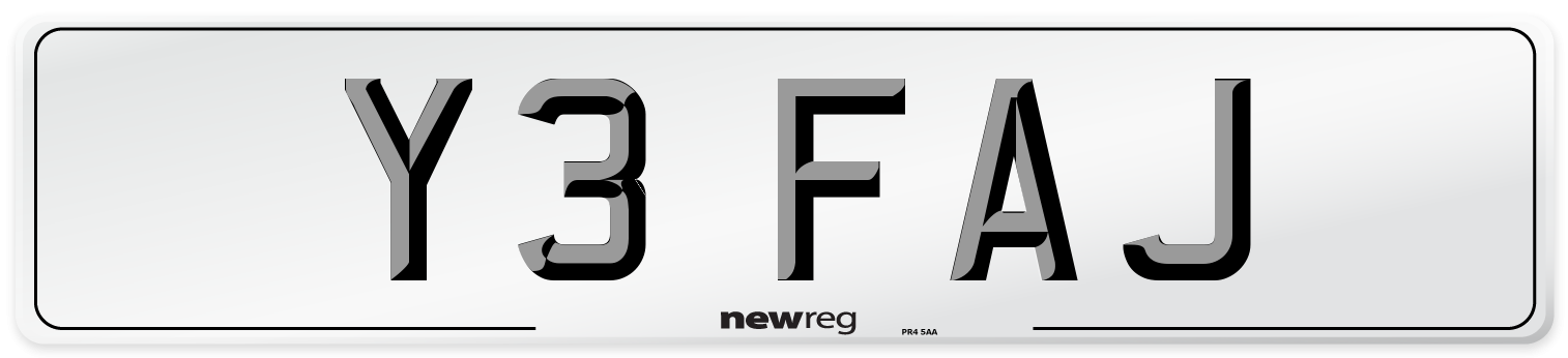 Y3 FAJ Front Number Plate