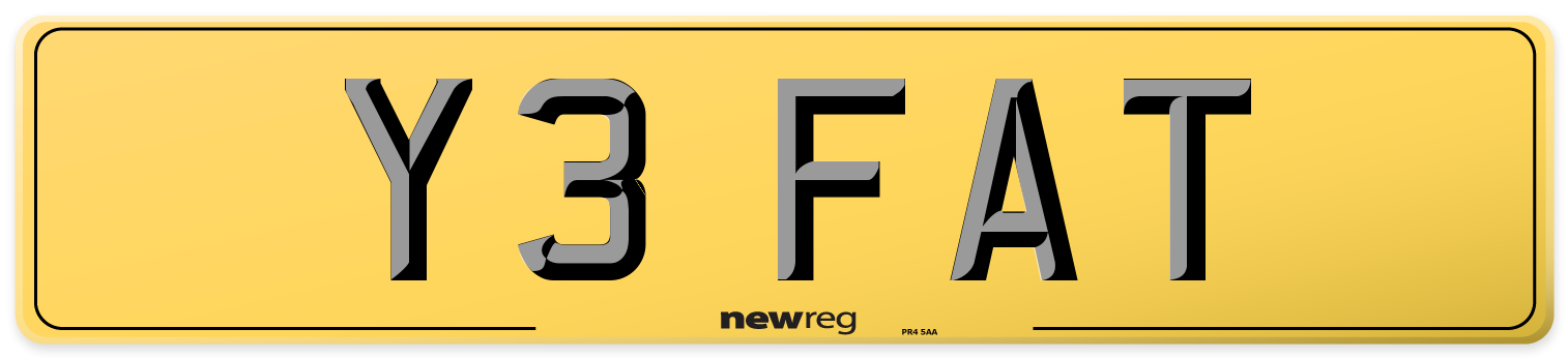 Y3 FAT Rear Number Plate