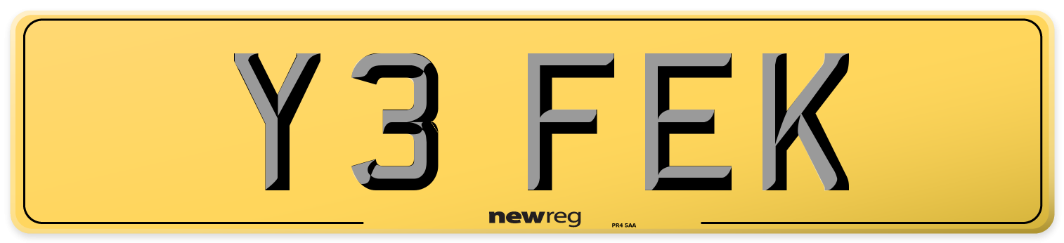 Y3 FEK Rear Number Plate