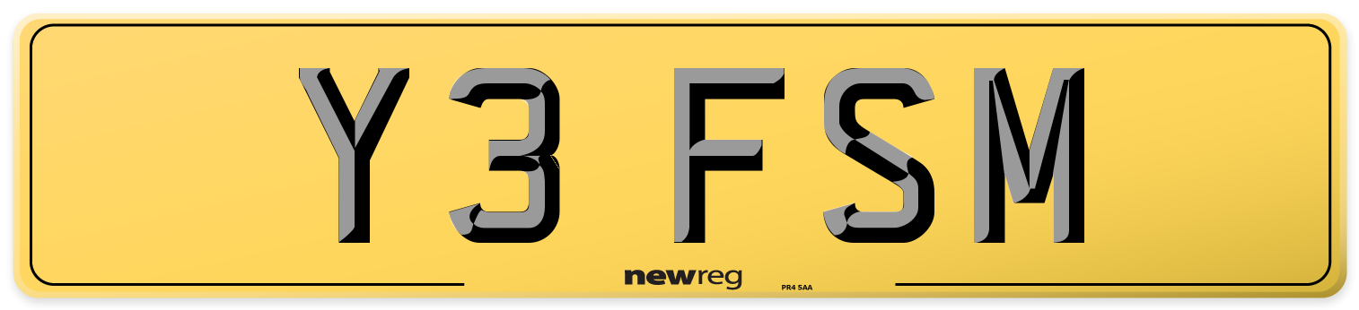 Y3 FSM Rear Number Plate