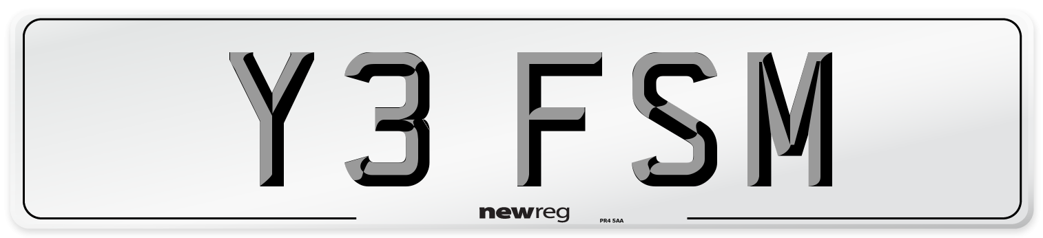 Y3 FSM Front Number Plate