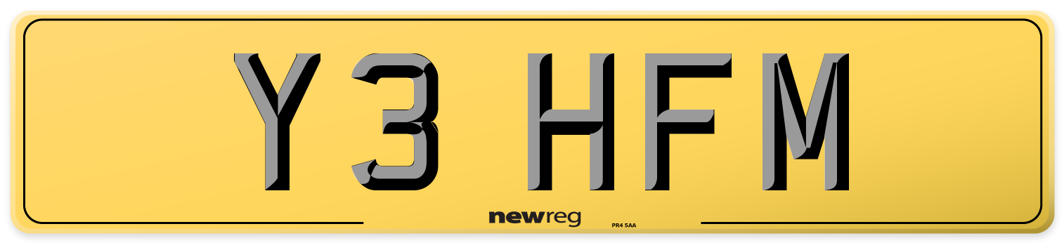 Y3 HFM Rear Number Plate
