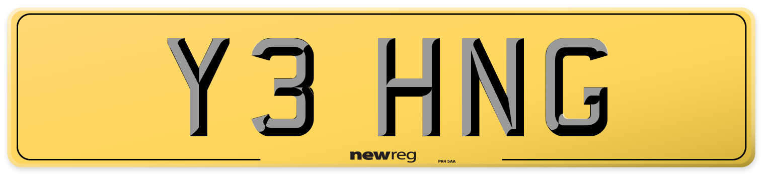 Y3 HNG Rear Number Plate