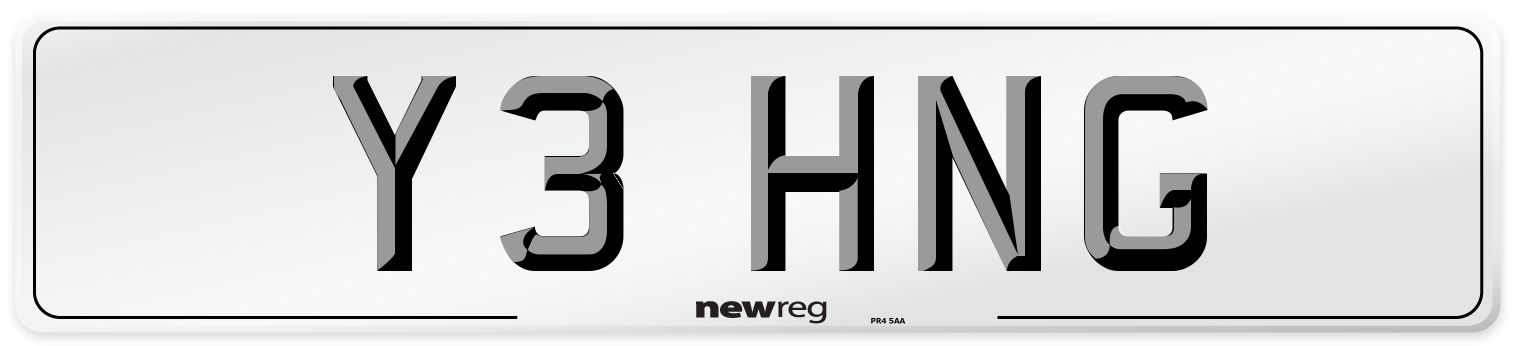Y3 HNG Front Number Plate