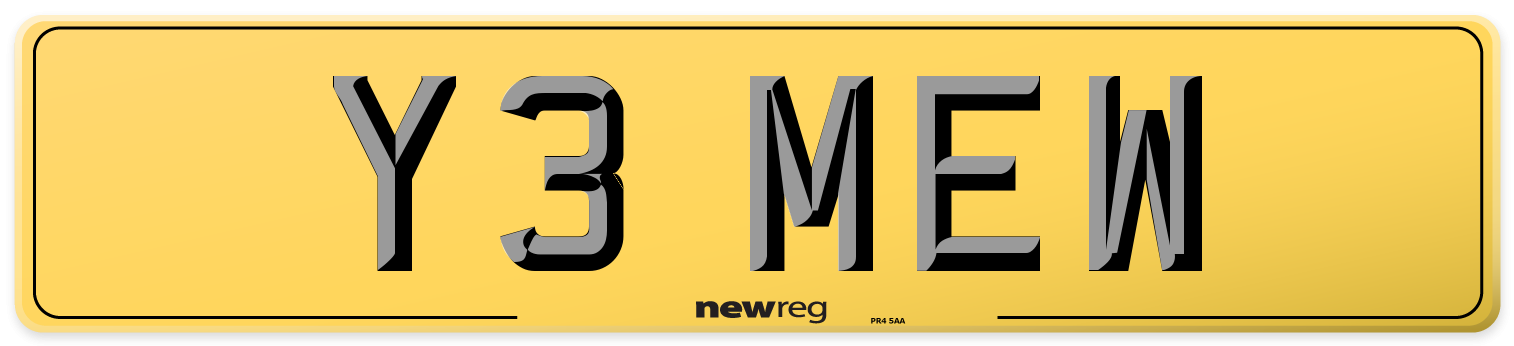 Y3 MEW Rear Number Plate