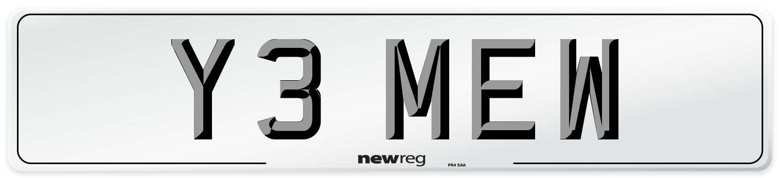 Y3 MEW Front Number Plate