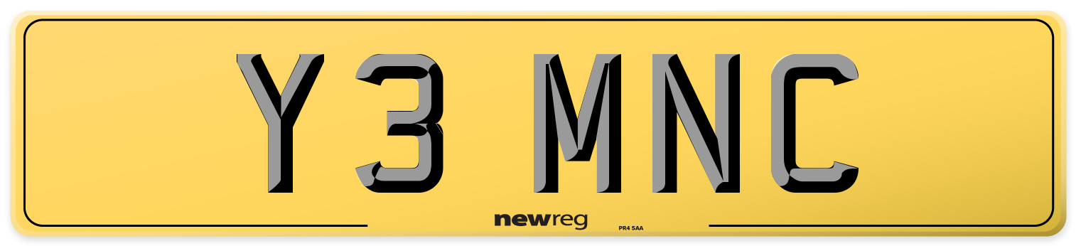 Y3 MNC Rear Number Plate