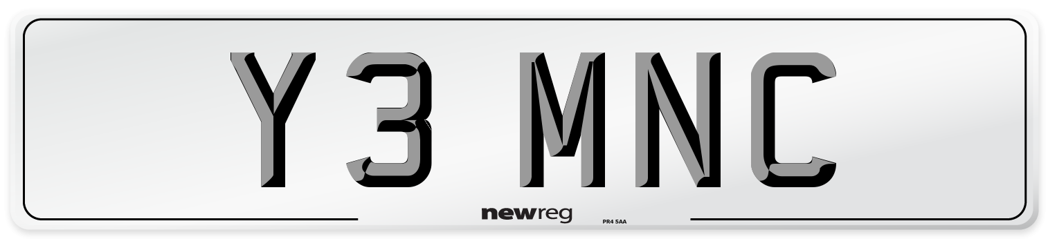 Y3 MNC Front Number Plate