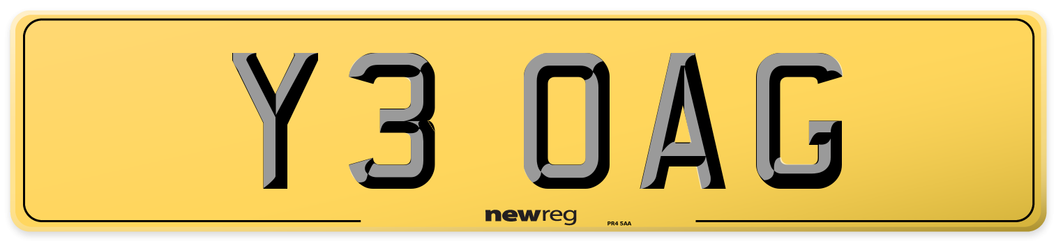 Y3 OAG Rear Number Plate