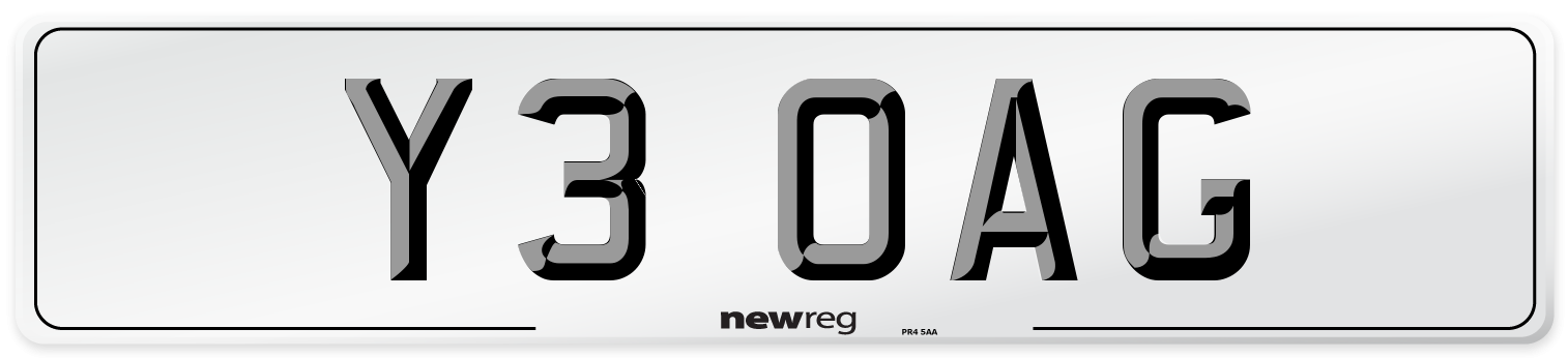 Y3 OAG Front Number Plate