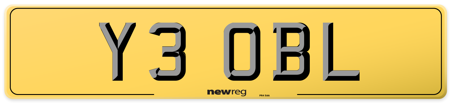 Y3 OBL Rear Number Plate