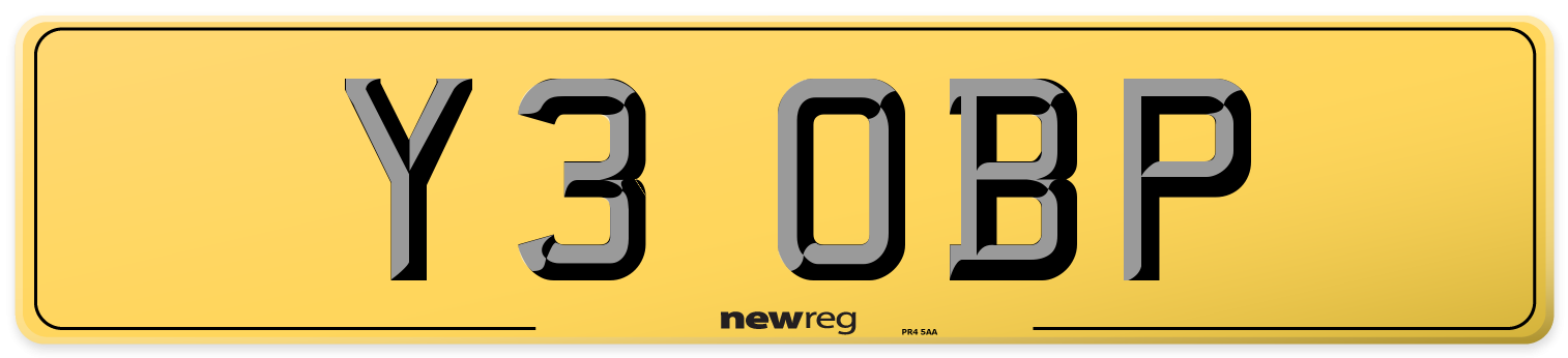 Y3 OBP Rear Number Plate