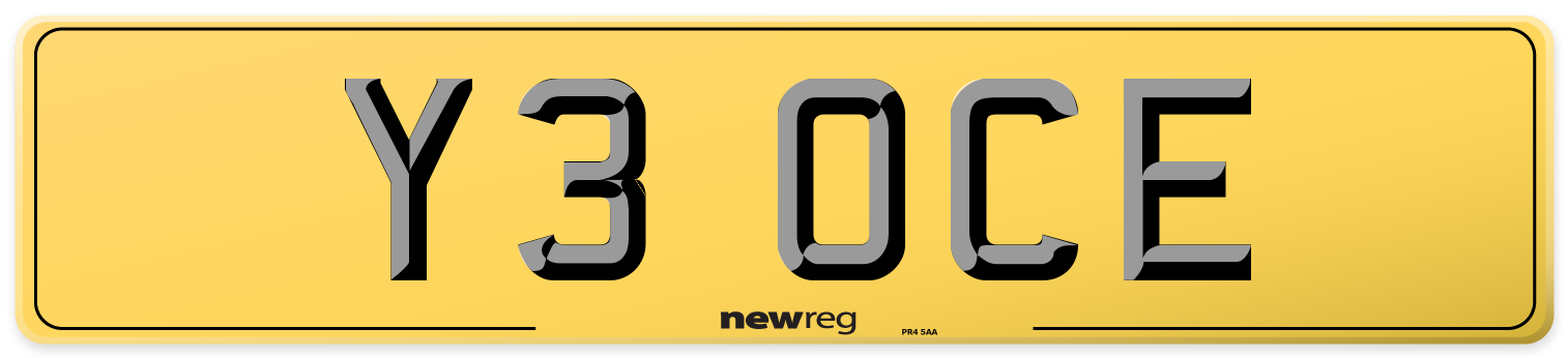 Y3 OCE Rear Number Plate