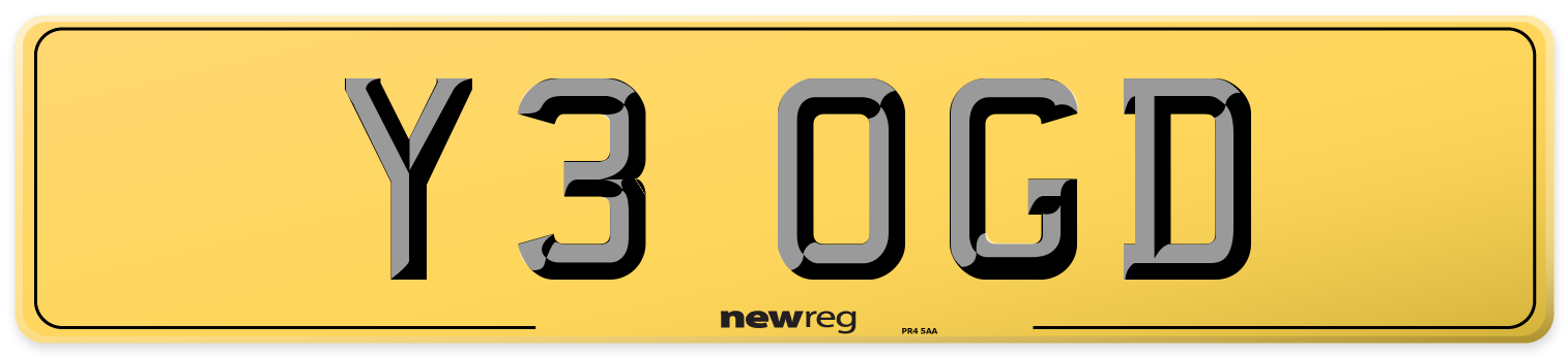 Y3 OGD Rear Number Plate