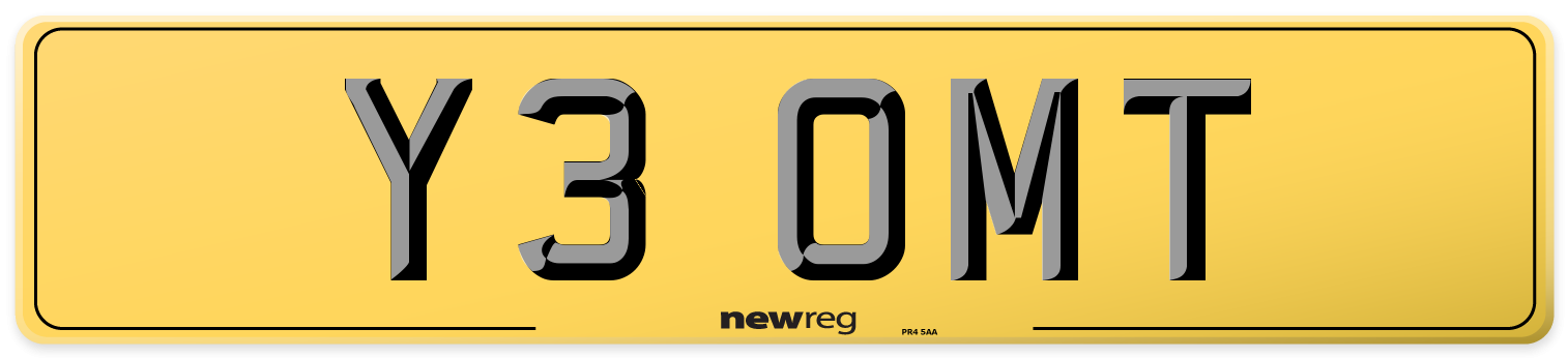 Y3 OMT Rear Number Plate