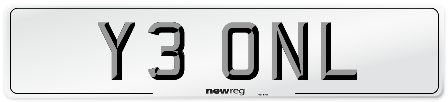 Y3 ONL Front Number Plate