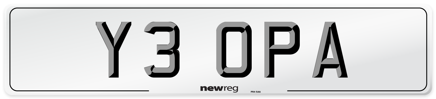 Y3 OPA Front Number Plate