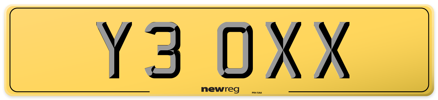 Y3 OXX Rear Number Plate
