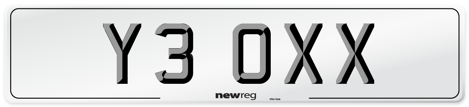 Y3 OXX Front Number Plate