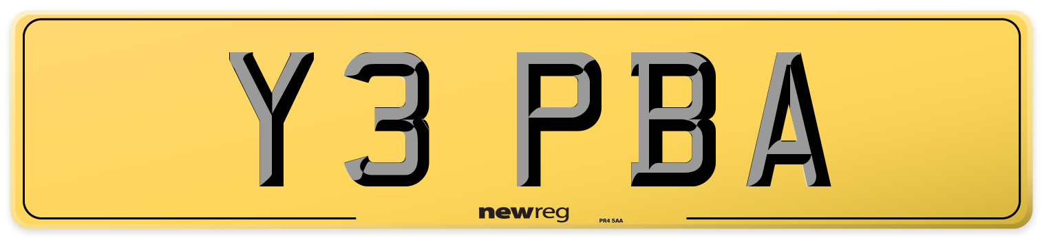 Y3 PBA Rear Number Plate