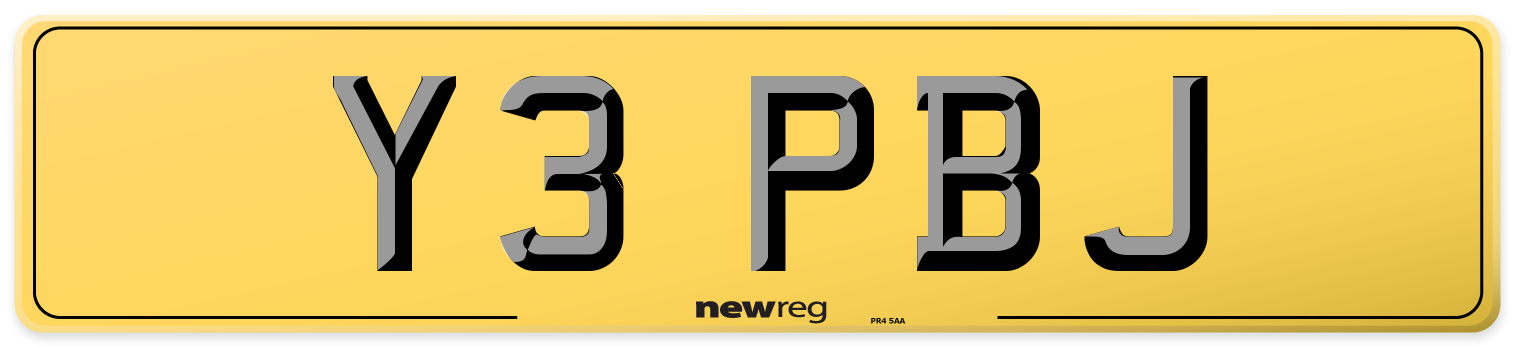 Y3 PBJ Rear Number Plate