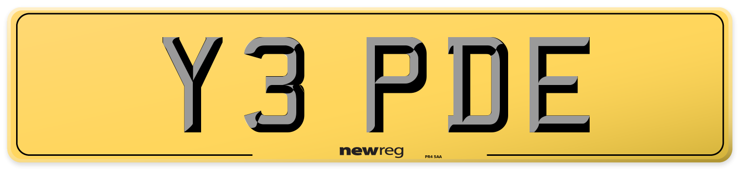 Y3 PDE Rear Number Plate