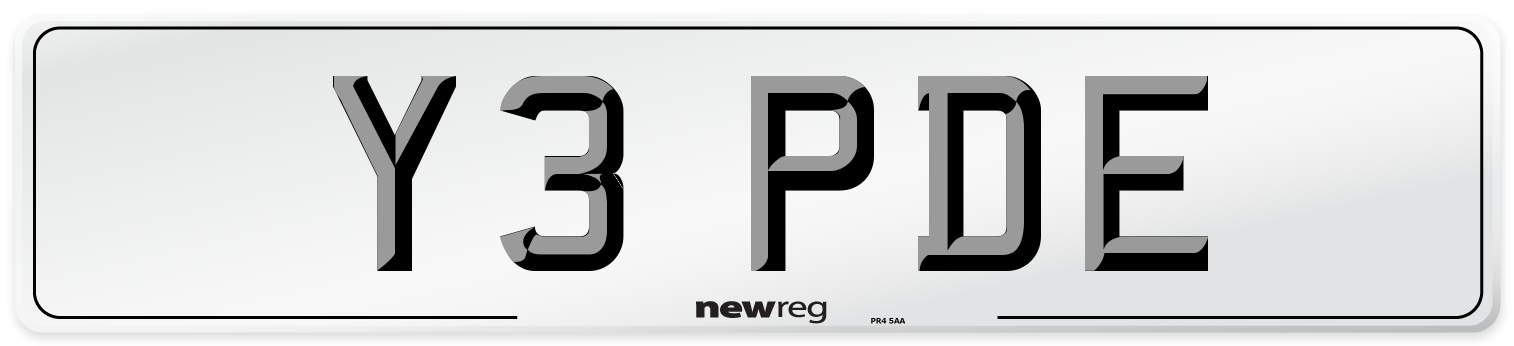 Y3 PDE Front Number Plate